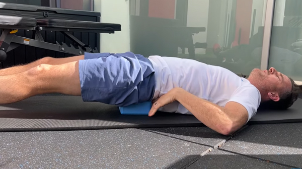 Using a yoga block for gentle lumbar decompression – back block traction exercise